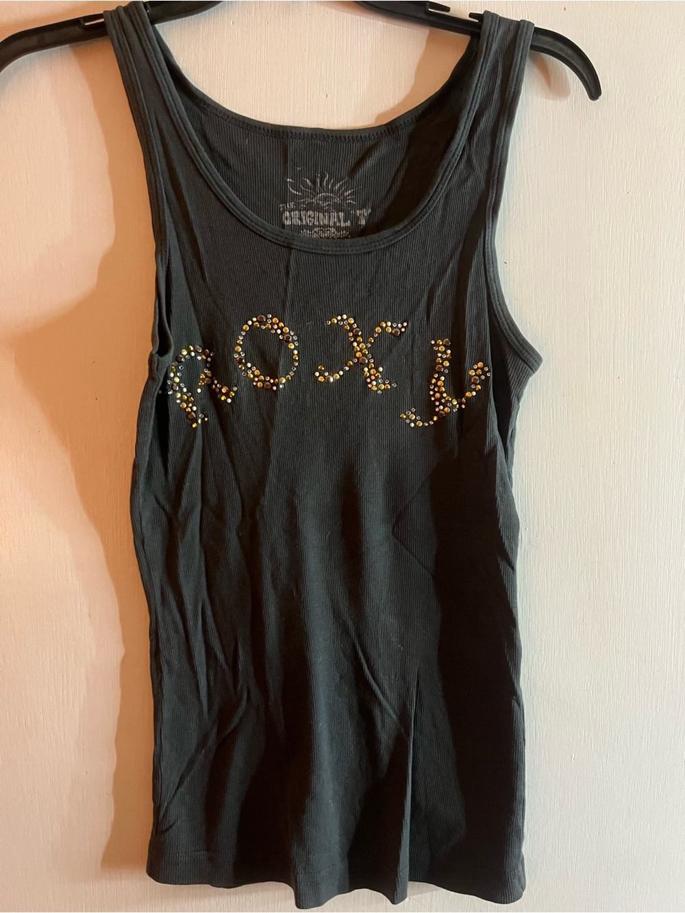 Roxy Black Tank with Gold Stud Logo